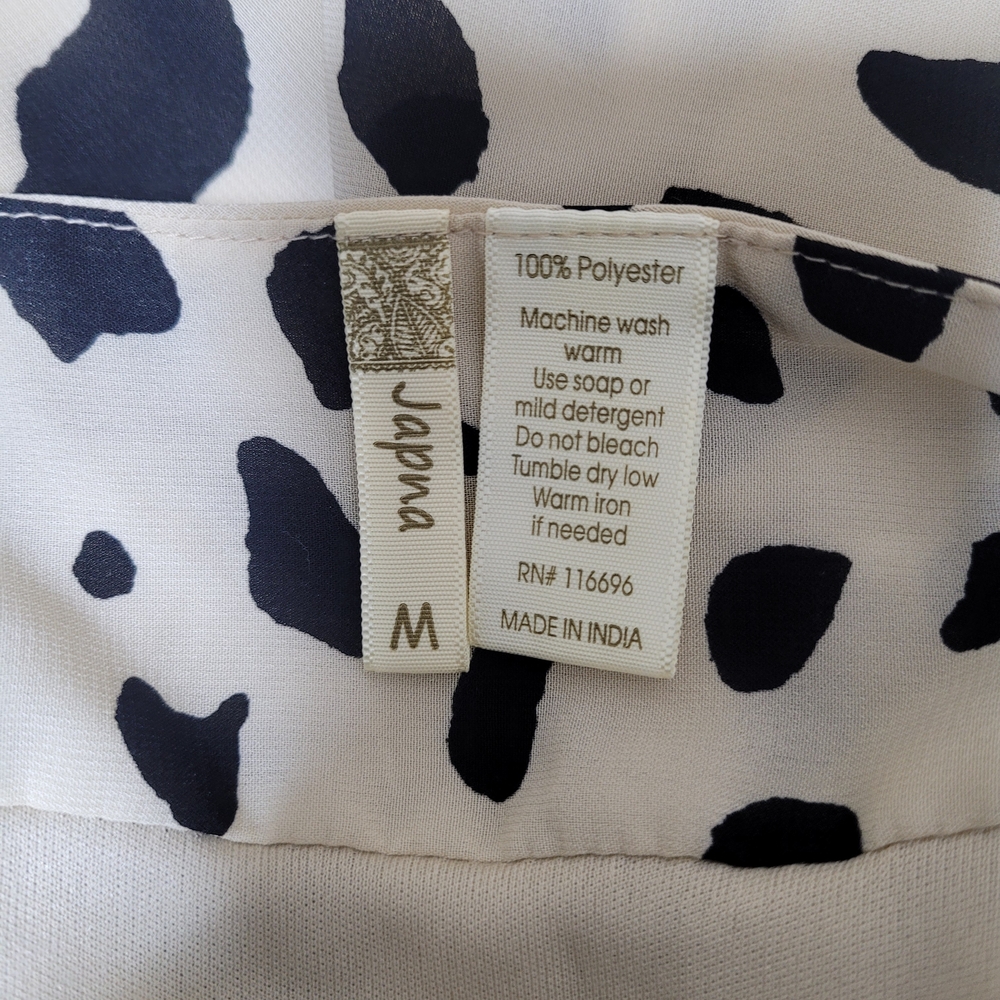 Japna Cream Black Spotted Animal Print Cheetah Midi Trumpet Skirt Size Medium - Picture 10 of 10